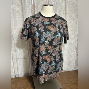 Edgar + Ash ladies XL black & coral floral short sleeve top 29”L 24” p2p cotton